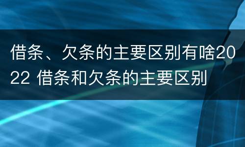借条、欠条的主要区别有啥2022 借条和欠条的主要区别
