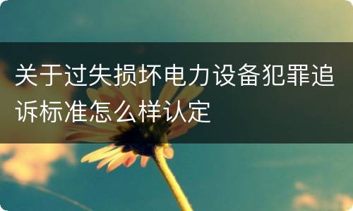 关于过失损坏电力设备犯罪追诉标准怎么样认定