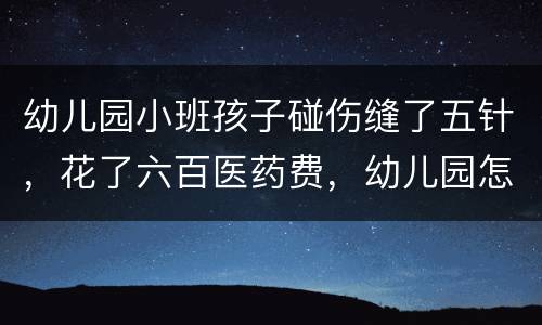 幼儿园小班孩子碰伤缝了五针，花了六百医药费，幼儿园怎么赔偿