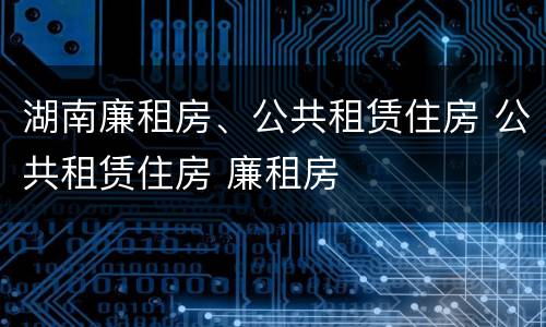湖南廉租房、公共租赁住房 公共租赁住房 廉租房