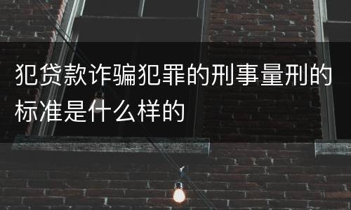 犯贷款诈骗犯罪的刑事量刑的标准是什么样的