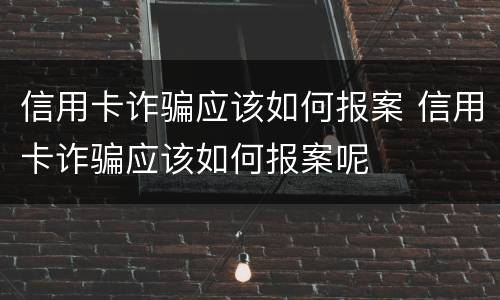 信用卡诈骗应该如何报案 信用卡诈骗应该如何报案呢