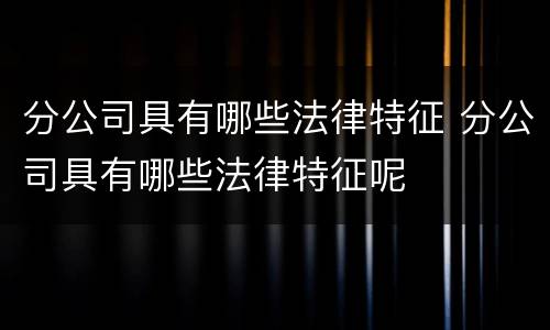分公司具有哪些法律特征 分公司具有哪些法律特征呢