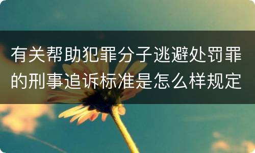有关帮助犯罪分子逃避处罚罪的刑事追诉标准是怎么样规定