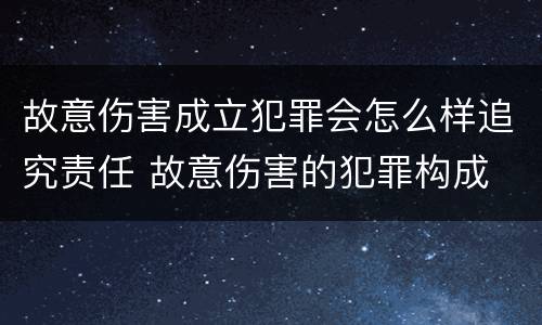 故意伤害成立犯罪会怎么样追究责任 故意伤害的犯罪构成