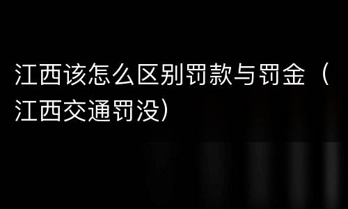 江西该怎么区别罚款与罚金（江西交通罚没）