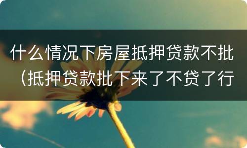 什么情况下房屋抵押贷款不批（抵押贷款批下来了不贷了行么）