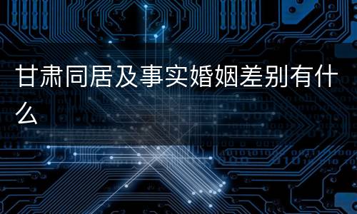 甘肃同居及事实婚姻差别有什么