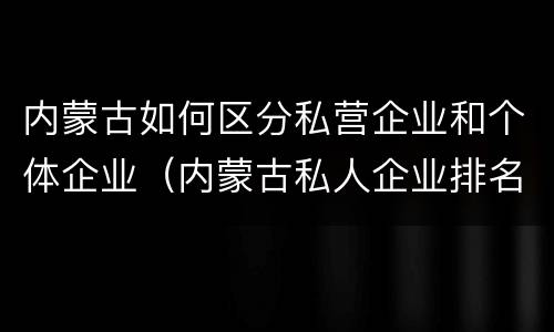 内蒙古如何区分私营企业和个体企业（内蒙古私人企业排名）
