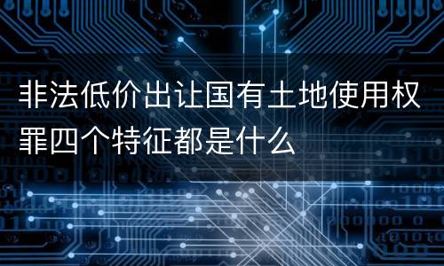 非法低价出让国有土地使用权罪四个特征都是什么