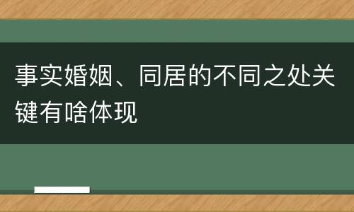 事实婚姻、同居的不同之处关键有啥体现