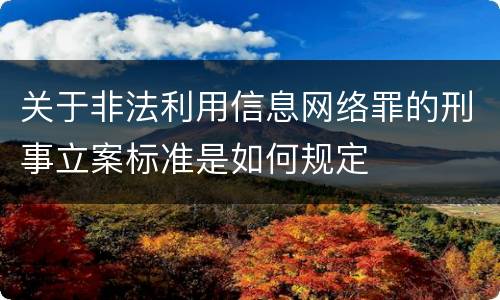 关于非法利用信息网络罪的刑事立案标准是如何规定