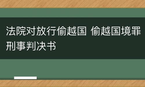 法院对放行偷越国 偷越国境罪刑事判决书