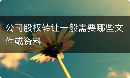 公司股权转让一般需要哪些文件或资料