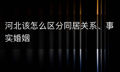 河北该怎么区分同居关系、事实婚姻