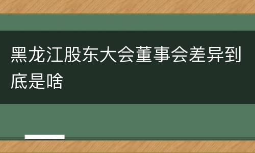 黑龙江股东大会董事会差异到底是啥