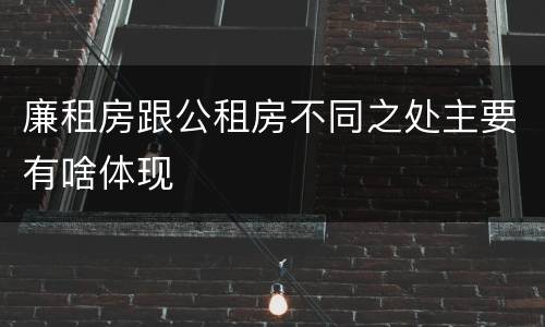 廉租房跟公租房不同之处主要有啥体现