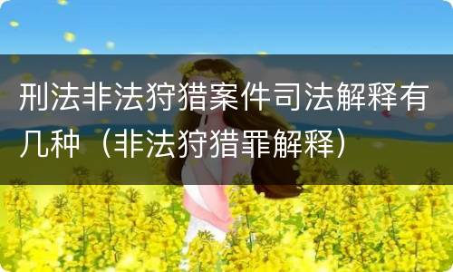 刑法非法狩猎案件司法解释有几种（非法狩猎罪解释）