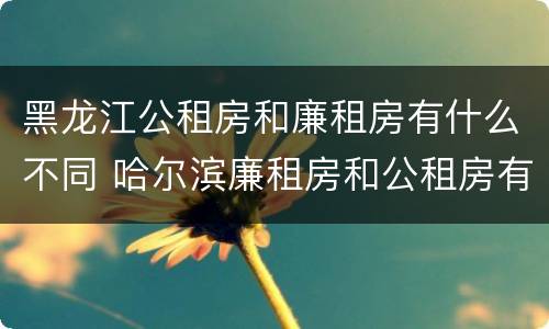 黑龙江公租房和廉租房有什么不同 哈尔滨廉租房和公租房有什么区别