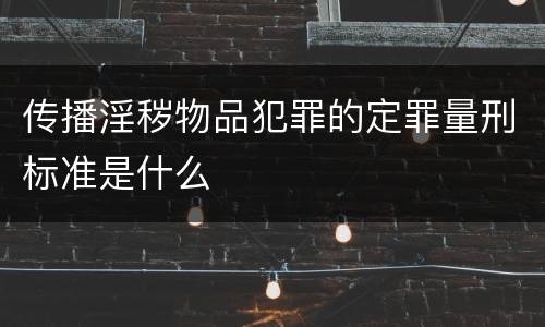 传播淫秽物品犯罪的定罪量刑标准是什么
