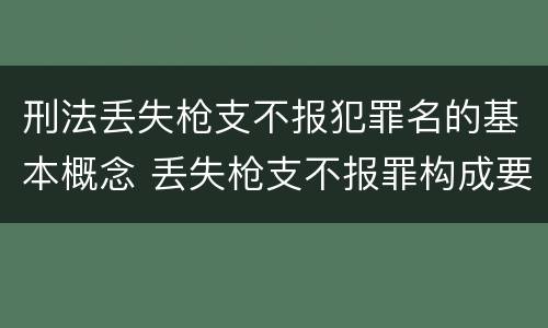 刑法丢失枪支不报犯罪名的基本概念 丢失枪支不报罪构成要件