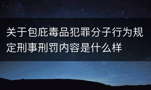 关于包庇毒品犯罪分子行为规定刑事刑罚内容是什么样