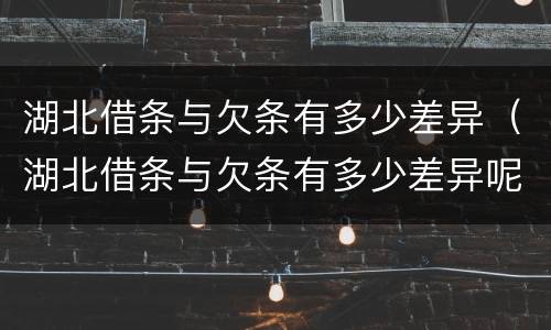 湖北借条与欠条有多少差异（湖北借条与欠条有多少差异呢）