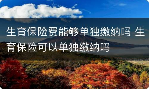 生育保险费能够单独缴纳吗 生育保险可以单独缴纳吗