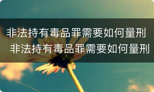 非法持有毒品罪需要如何量刑 非法持有毒品罪需要如何量刑呢