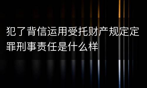 犯了背信运用受托财产规定定罪刑事责任是什么样
