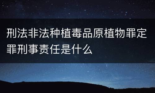 刑法非法种植毒品原植物罪定罪刑事责任是什么