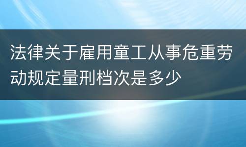 法律关于雇用童工从事危重劳动规定量刑档次是多少
