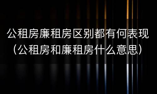 公租房廉租房区别都有何表现（公租房和廉租房什么意思）