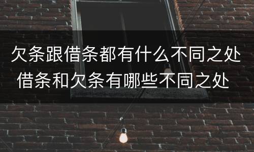 欠条跟借条都有什么不同之处 借条和欠条有哪些不同之处
