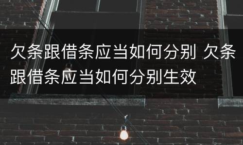 欠条跟借条应当如何分别 欠条跟借条应当如何分别生效