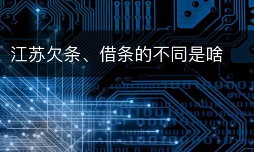 江苏欠条、借条的不同是啥