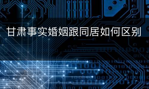 甘肃事实婚姻跟同居如何区别