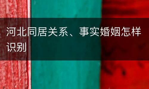 河北同居关系、事实婚姻怎样识别