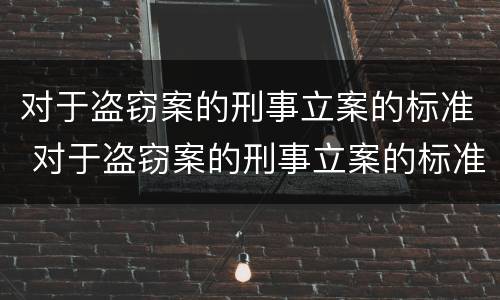 对于盗窃案的刑事立案的标准 对于盗窃案的刑事立案的标准是