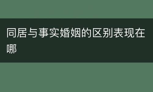 同居与事实婚姻的区别表现在哪