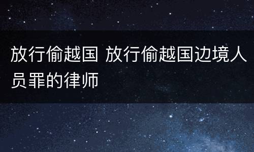 放行偷越国 放行偷越国边境人员罪的律师