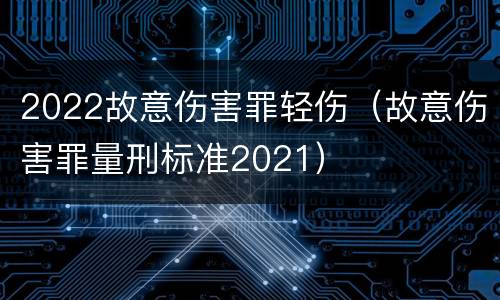 2022故意伤害罪轻伤（故意伤害罪量刑标准2021）