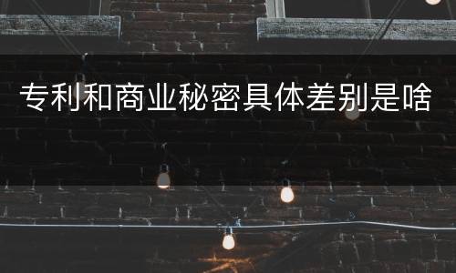 专利和商业秘密具体差别是啥