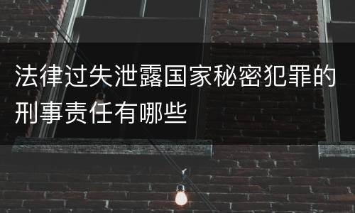 法律过失泄露国家秘密犯罪的刑事责任有哪些