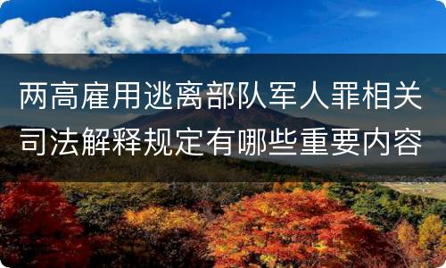 两高雇用逃离部队军人罪相关司法解释规定有哪些重要内容