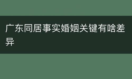 广东同居事实婚姻关键有啥差异