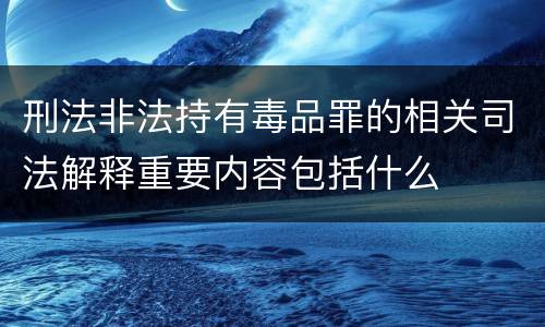 刑法非法持有毒品罪的相关司法解释重要内容包括什么
