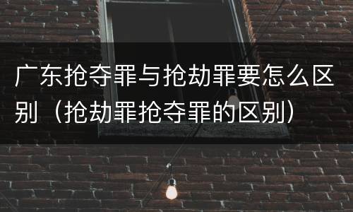 广东抢夺罪与抢劫罪要怎么区别（抢劫罪抢夺罪的区别）