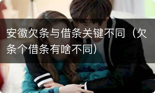 安徽欠条与借条关键不同（欠条个借条有啥不同）