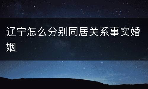 辽宁怎么分别同居关系事实婚姻